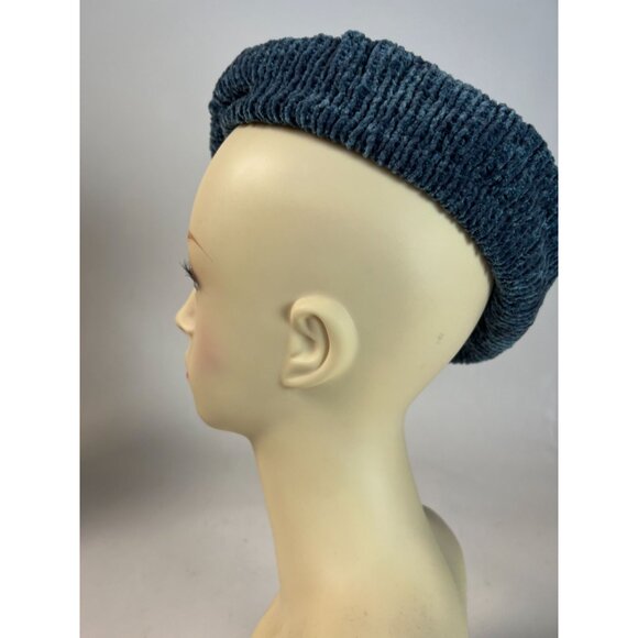 Vintage Miss Alice Beret Hat For Neiman Marcus Womens Knit Velvet In Deep Blue - Picture 4 of 7